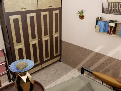 Minimalist Small Bedroom Design Low-poly 3D model