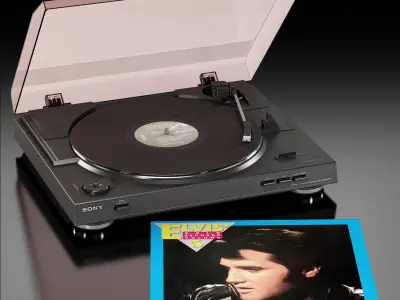 Sony PS-LX300USB turntable with Vinyl Record Low-poly 3D model
