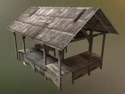 Traditional Market Low-poly 3D model