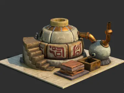 Medieval Iron Smelter Low-poly 3D model