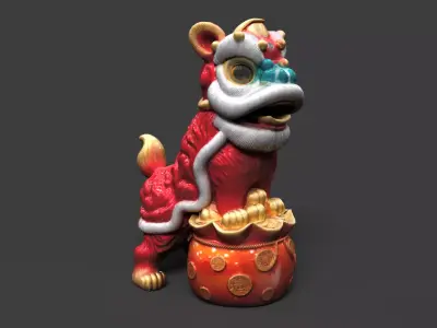 Chinese Lion Dance Costume Figure  Low-poly 3D model purchase
