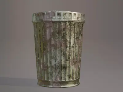 Rusty Metal Trash Can Low-poly 3D model