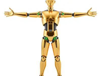 Gold Android Robot model pack Low-poly 3D model