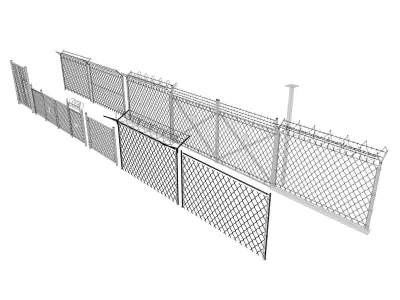 Barbed Wire fence collection 3D model