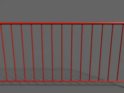 PBR Pedestrian Guard Rail Red V1 Low-poly 3D model