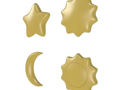 Stars - Sun - Moon Low-poly 3D model