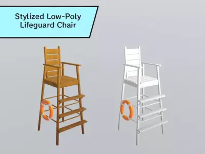 Stylized Low-Poly Lifeguard Chair Low-poly 3D model