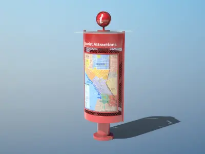 Wayfinding Kiosk Low-poly 3D model
