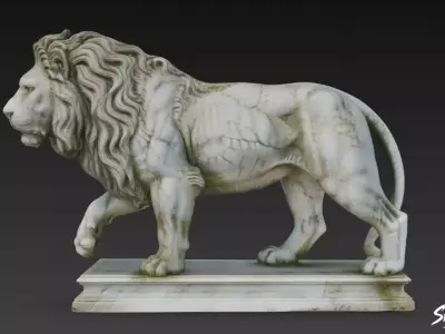 Lion Statue V22 Low-poly 3D model
