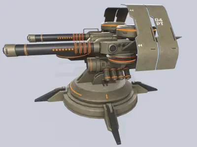 Plasma turret Low-poly 3D model 4