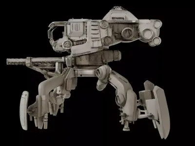 Futuristic 4 Legs Combat Mech Robot 3D model