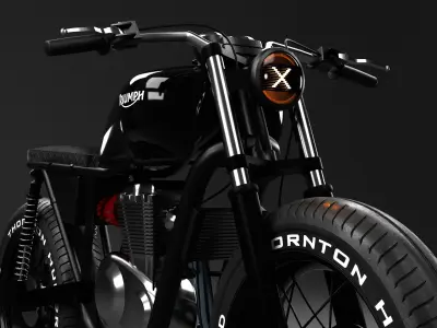 Custom Triumph Cafe Racer 3D Blender File And FBX OBJ MTL 3D model