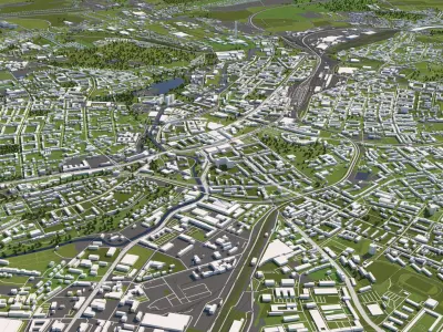 Chemnitz Germany 50x50km 3D City Map 3D model