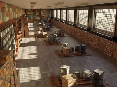 Corridor Warehouse Low-poly 3D model