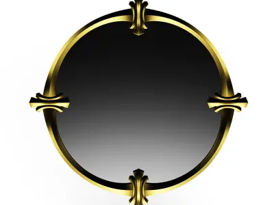 Golden Round Mirror 3D model