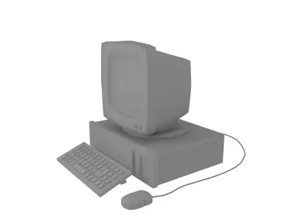 Retro Computer Low-poly 3D model