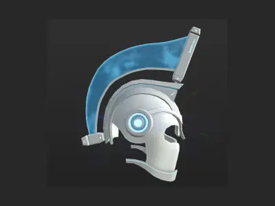 SciFi Spartan Helmet 01 White Blue - Character Design Low-poly 3D model