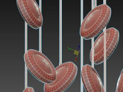 lenss glass chandelier with orange balls hanging from it 3D model