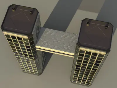 Futuristic City Building 6 2 Low-poly 3D model