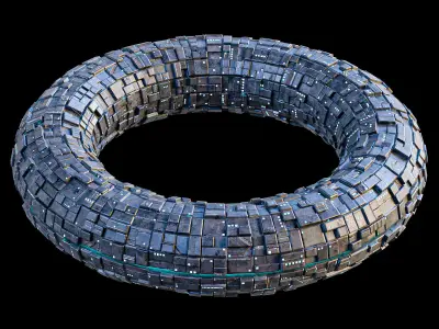 Torus Spaceship Sci Fi Mothership Low-poly 3D model