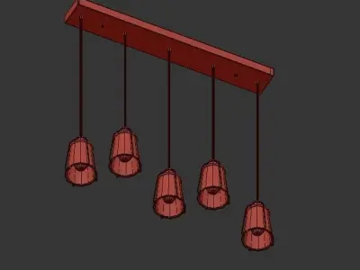 Linear Glass Island chandelier 3D model