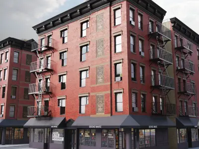 New York corner building Low-poly 3D model