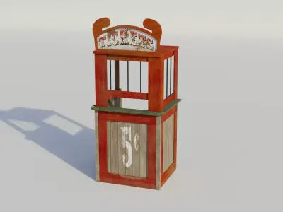 Ticket Booth - Low-poly PBR Low-poly 3D model