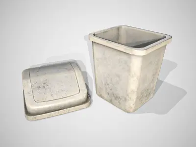 Trash can Low-poly 3D model 6