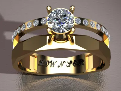 solitaire ring 3D print model 33