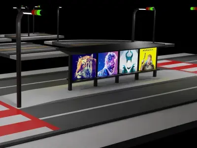 low Poly Road pack Low-poly 3D model