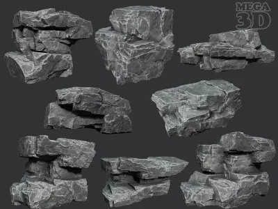 Gray Sharp Rock 221029 - Ultra HD 16K Textures Low-poly 3D model