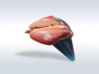 Futuristic Sci-Fi Flying Drone Robot with Cockpit Game Ready 3D model