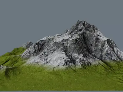Mountain with grass on top Low-poly 3D model