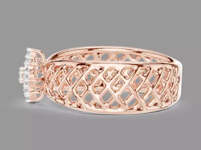  Wire mesh Flower Diamond Ring  3D print model