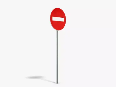 No Entry Sign Low-poly 3D model