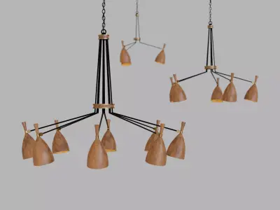 Chandelier set - Utopia acacia wood - Corbett Lighting 3D model