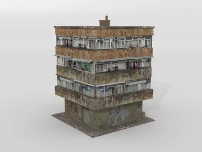 Old Hongkong building Low-poly 3D model