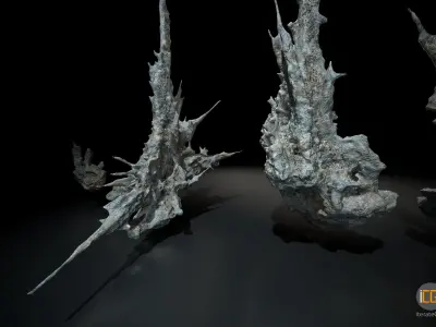 Alien Rocks set 1 Low-poly 3D model