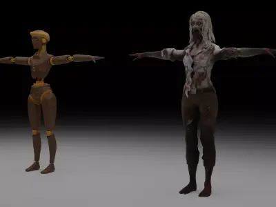 Robot and Zombie Character Pack Low-poly 3D model