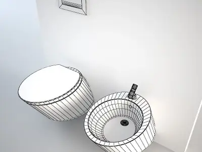 Nic Design Monolite Bidet and Toilet Black Low-poly 3D model