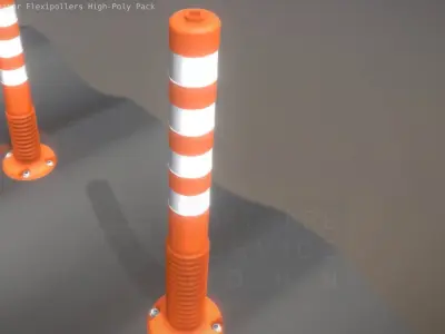 Traffic Delineator Flexipollers High-Poly Pack  3D model