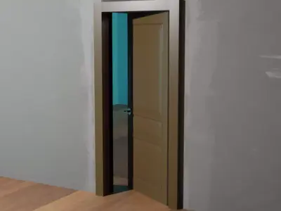 Low-poly door wooden Free low-poly 3D model