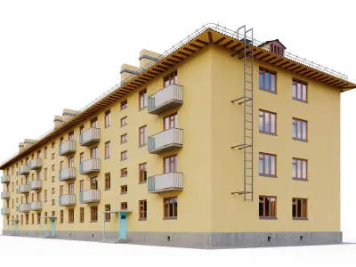 Typical brick soviet residential building of the 60s 3D model