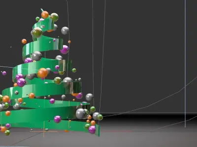 Animated 3D Ribbon Christmas Tree 3D model
