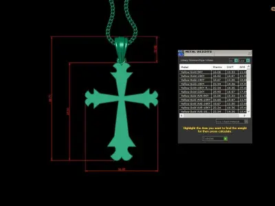 Light Gold 18K Cross Pendant 2CP014 3D print model