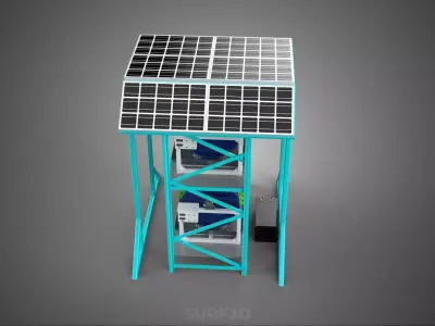 TOWER POWERED SOLAR PANEL PV ROTARY HYDROPONIC GARDEN PLANT FARM 3D model