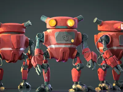 Stylized Robot Game Character Low-poly 3D model