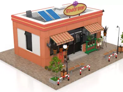Flower Shop Low-poly 3D model