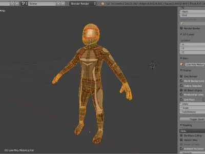 Lowpoly Motorcyclist man in motorcycle suit Low-poly 3D model