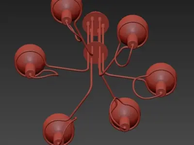 GHOST chandelier with five balls and base 3D model
